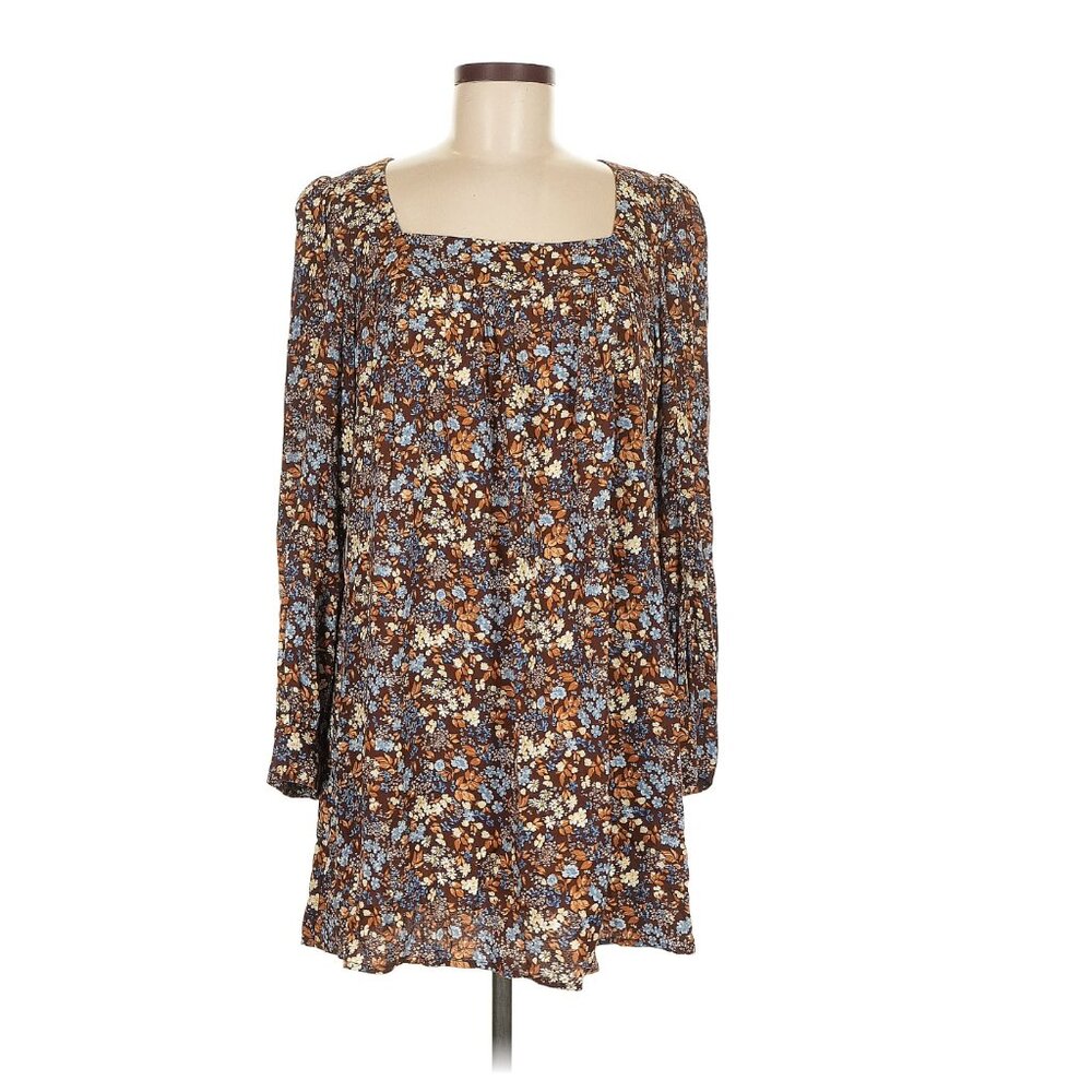 Reformation Blake Mini Dress – Brown Blue Floral, Size M - Picture 4 of 8